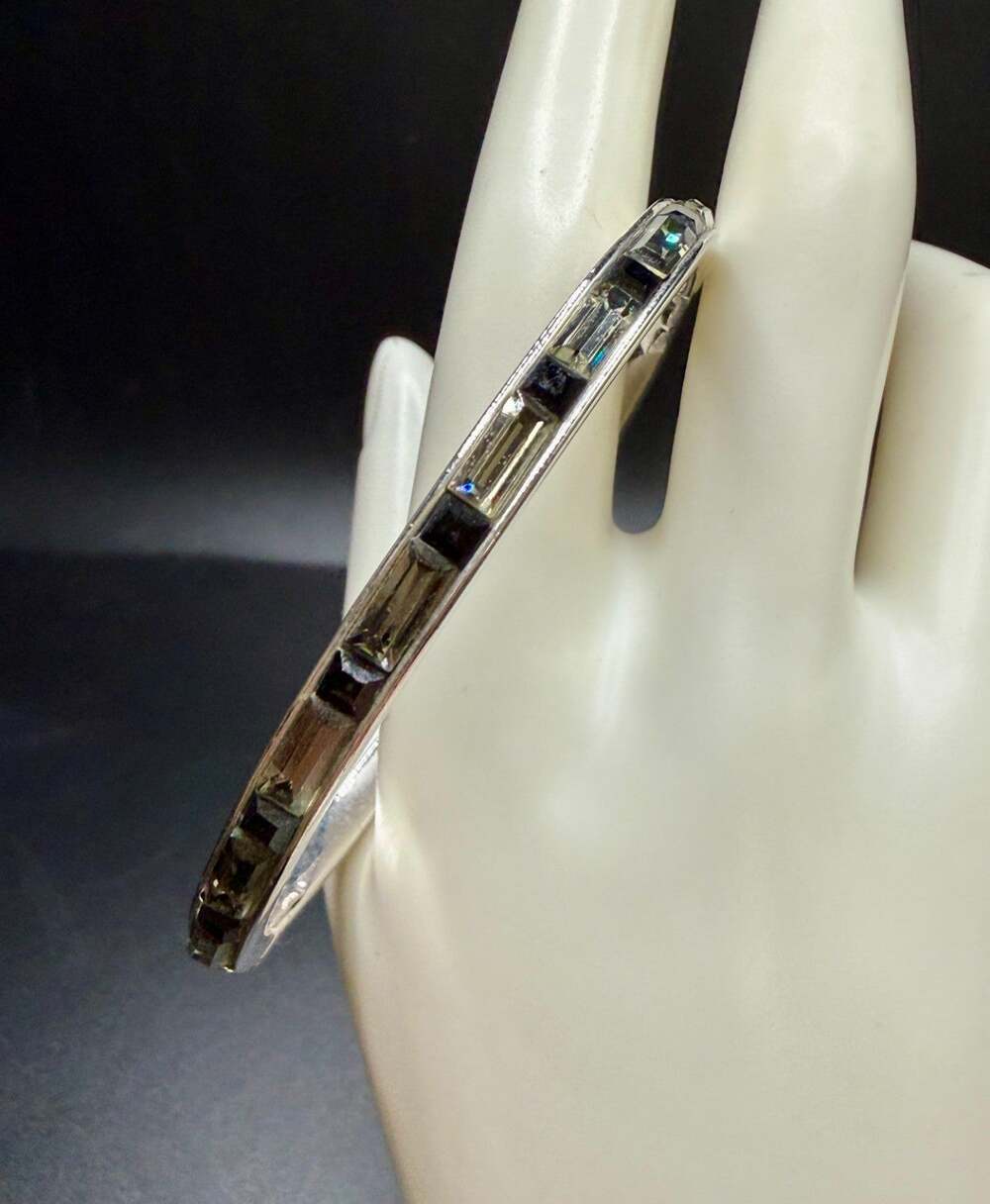 Vintage Solid Sterling Silver Baguette Bangle STR Stamped